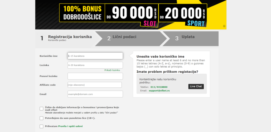 Kako se registrovati na Efbet onlajn kazinu?
